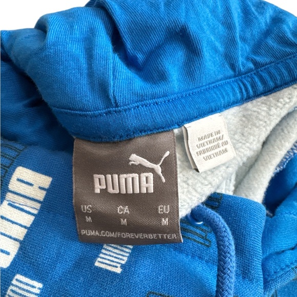 Puma AOP Men’s Hoodie Size Medium‎ Hooded Blue & White Logo All Over Print - Picture 7 of 8